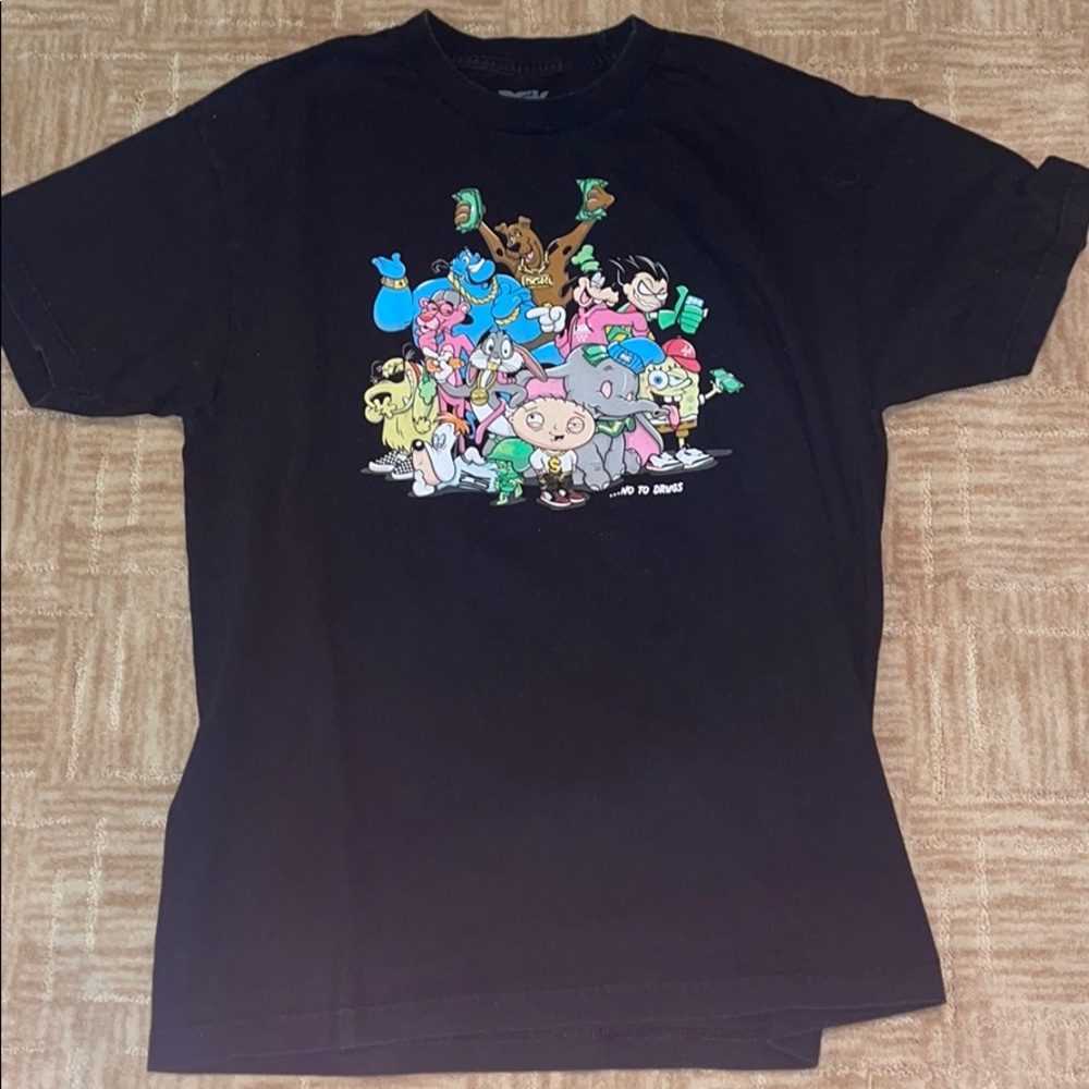Cartoon black t shirt graphic